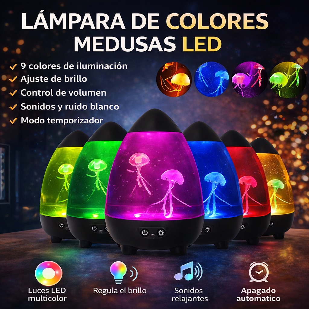 🎥🌊 Lámpara Medusa LED – Ambiente mágico, relajante y futurista