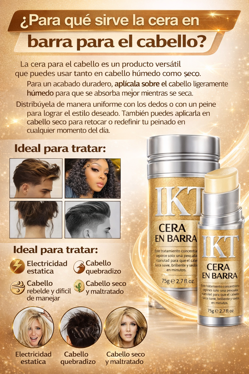✨ Cera en Barra Antifrizz – Control total en segundos