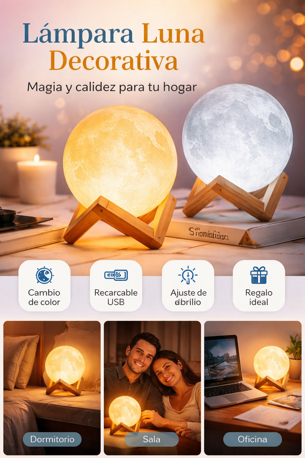 Lampara Luna 3D✨