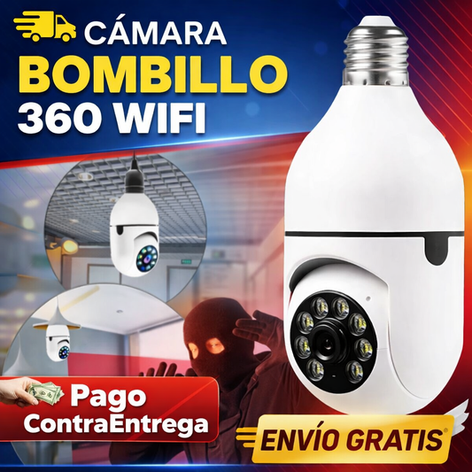 Cámara Bombillo WiFi 360° – Vigila Todo Desde tu Celular