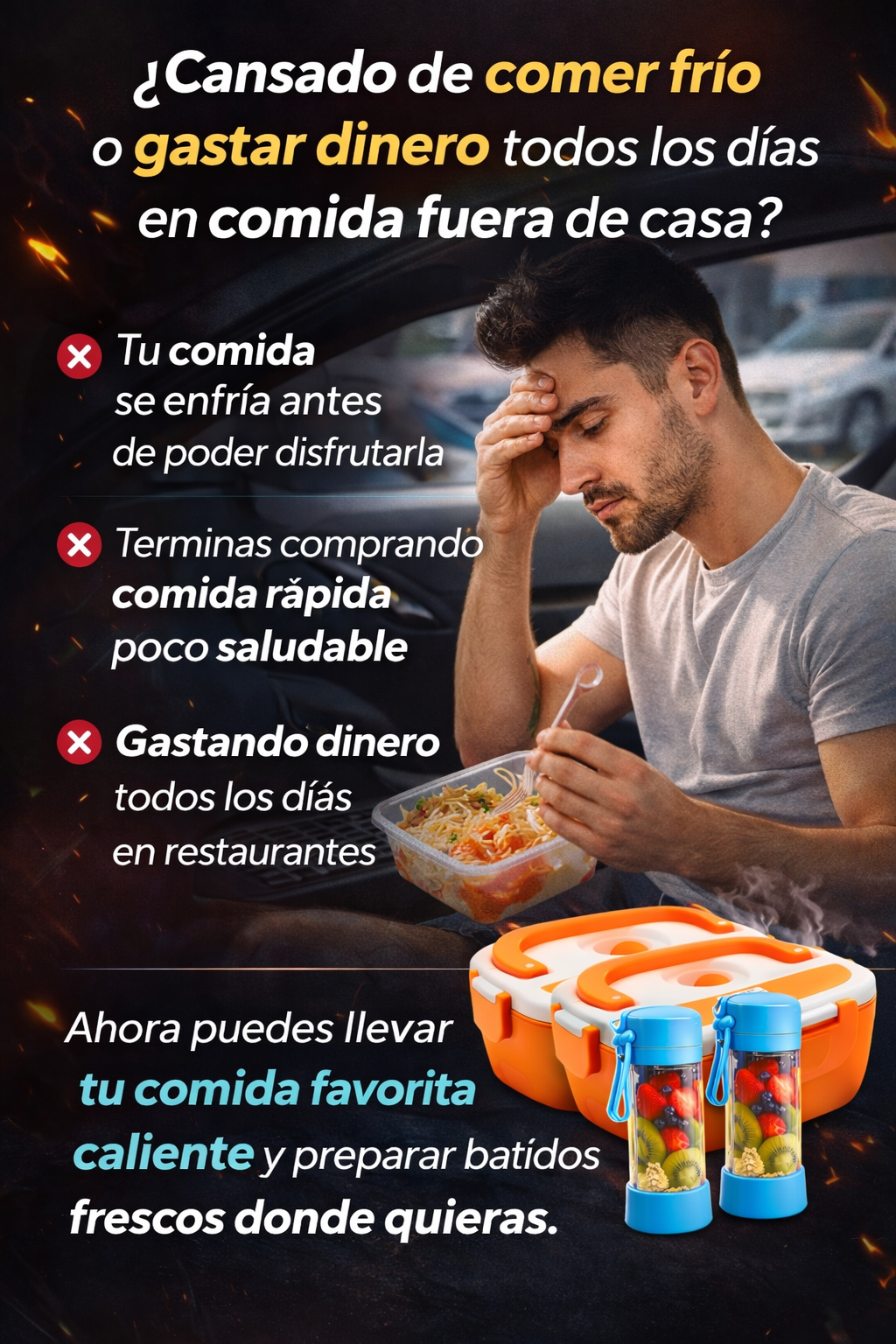 🔥 PowerLunch Pro 2 en 1 Licuadora portátil + lonchera eléctrica